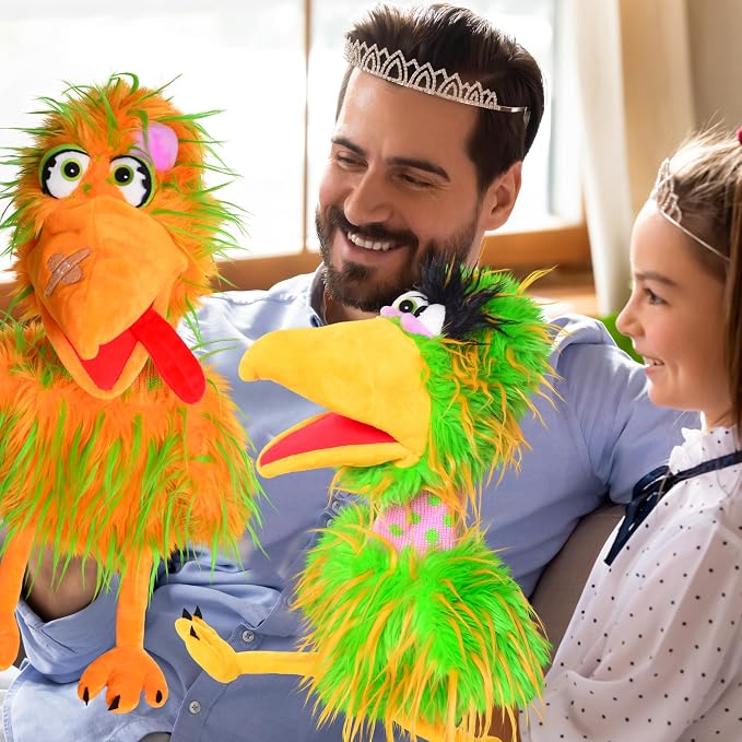 Playful Minds – Living Puppets Pickle 18-Inch Plush Bird Hand Puppet – Bright - Image 7