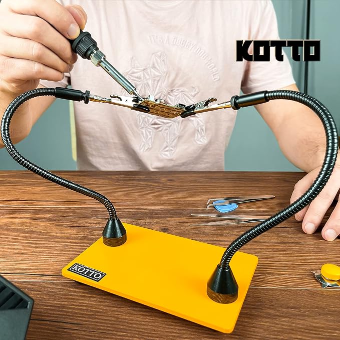 KOTTO Third Hand Soldering Tool PCB Holder Two Magnetic Based Flexible Metal - Image 8