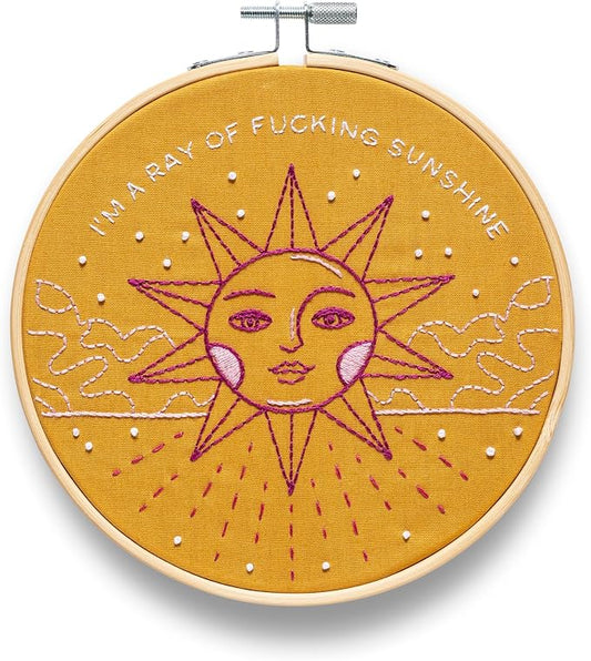 FUNATIC I'm A Ray of F'n Sunshine Embroidery Kit | Funny Beginner Needle Work by FUNATIC