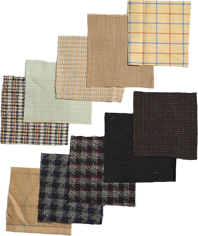 100% Wool Fabric Squares for Sewing | Scottish Tweed Fabric Material Plaid Felt by Unknown