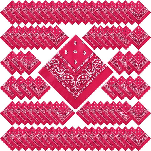 100 Pack Bandanas Unisex Paisley Bandanas Bulk Multi Purpose Cowboy Head Wrap by Handepo
