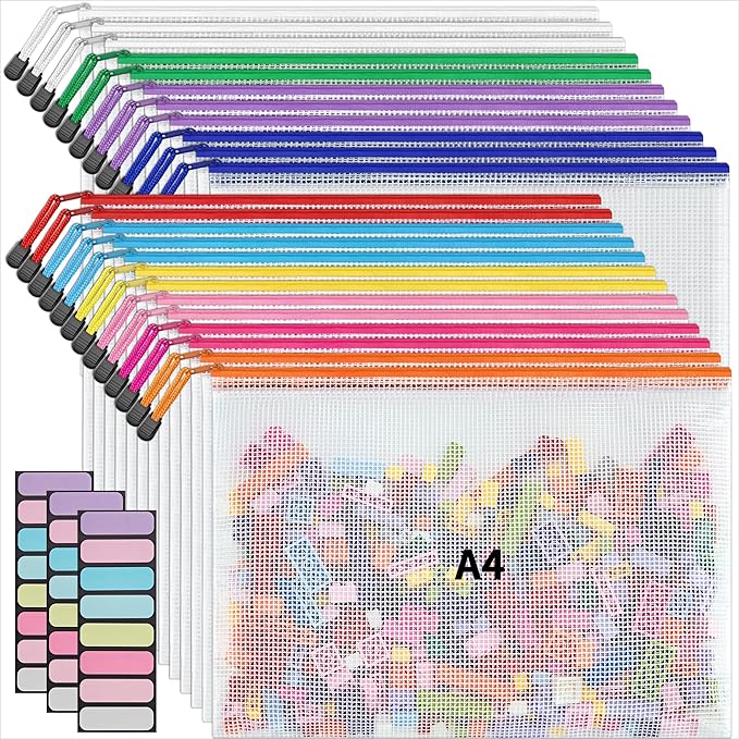JARLINK A4 Mesh Zipper Pouch Bags, Office School Supplies, Cosmetics Travel by JARLINK