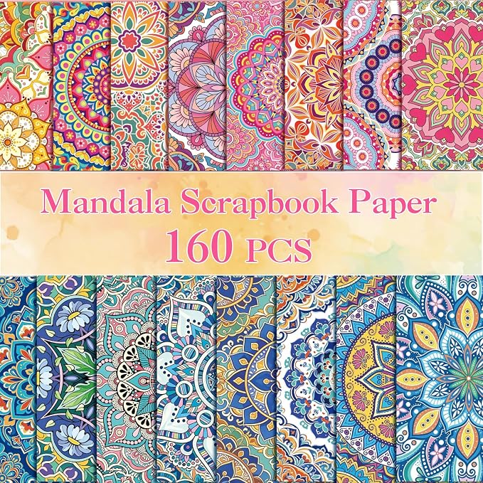 160 Sheets boho Mandala scrapbook paper Set, Journaling Scrapbooking Supplies - Image 2