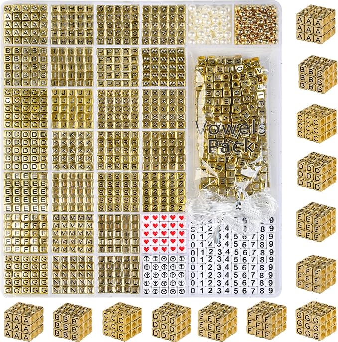 DoDoBeads Gold Letter Beads for Bracelets by DoDoBeads