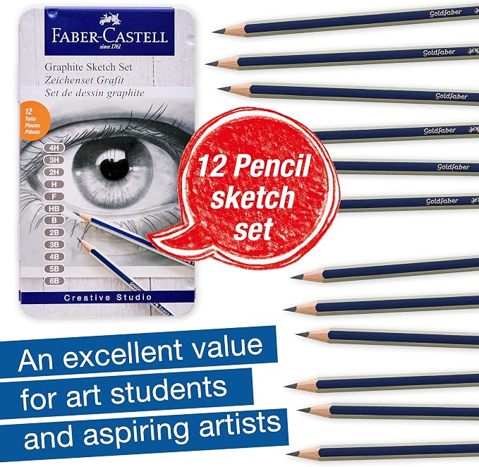 Faber-Castell Graphite Pencils Drawing Set | Back to School Art Supplies | 12 - Image 2