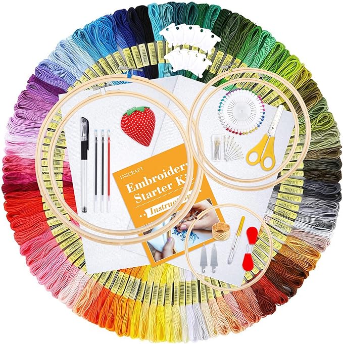 INSCRAFT 304 Pack Embroidery Kit, 200 Colors Threads, Instructions, Bag and by INSCRAFT
