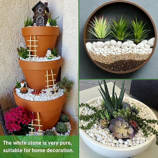 Mulctun 45LB Natural White Rocks, 1/4"-3/4" Garden River Rock, Decorative - Image 6