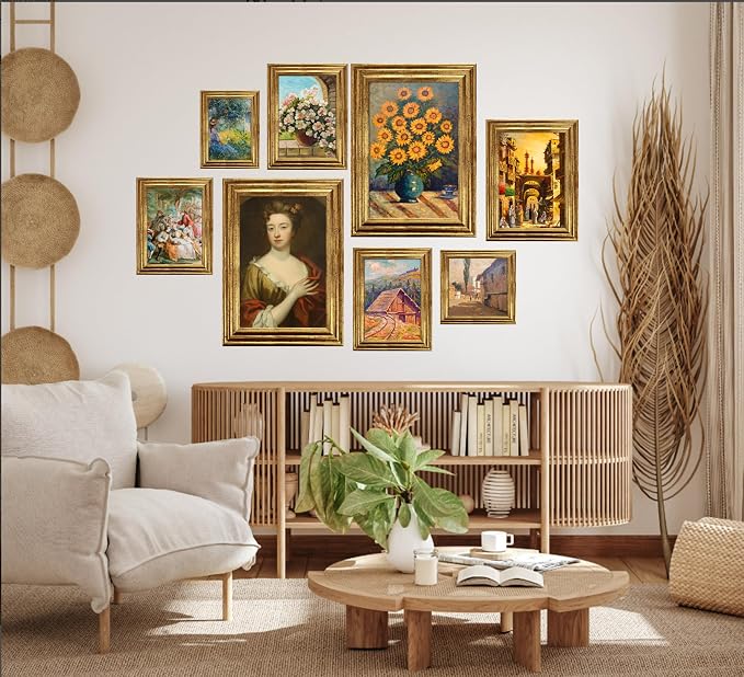 KTKDE 6x8 Picture Frame Set of 4, Ornate Vintage Gold Photo Frames - Image 3