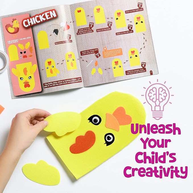 Hand Puppet Kit – Make Your Own Animal Characters, 10 Felt Pieces, Simple - Image 2