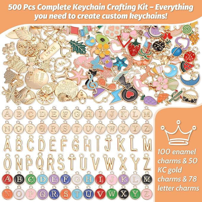 500Pcs Charms Lip Gloss Keychain Making Kit, DIY Craft Supplies - Image 2