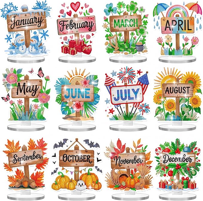YooNotee 12 Sets Interchangeable Seasonal Diamond Art Tabletop Decorations by Unknown