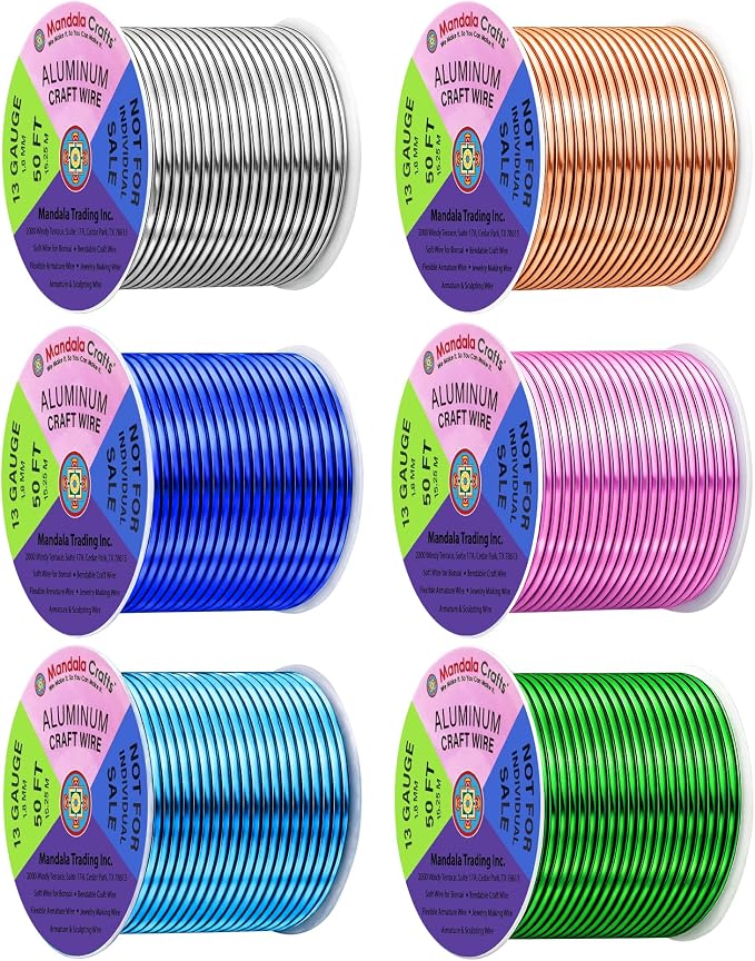 Mandala Crafts 13 GA Pink Green Blue Assorted Anodized Aluminum Craft Wire | by MandalaCrafts