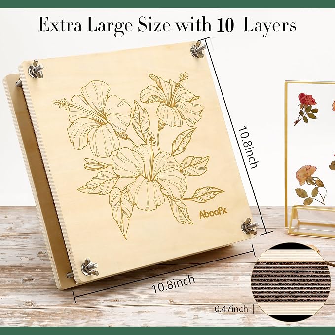 Aboofx Flower Press Kit, Craft Kits 11"x11" 10 Layers Wooden Flower Pressing Kit - Image 2