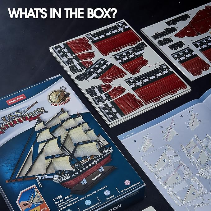 CubicFun 3D Ship Puzzles for USS Constitution Sailing Boat Models for Adults - Image 7