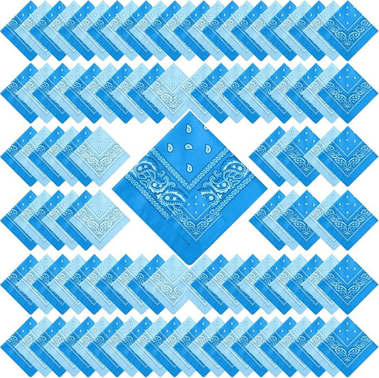 100 Pack Bandanas Unisex Paisley Bandanas Bulk Multi Purpose Cowboy Head Wrap by Handepo