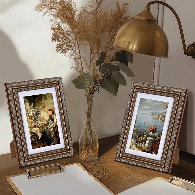 eletecpro 5x7 Vintage Picture Frame, Glass Cover, Horizontal or Vertical - Image 6