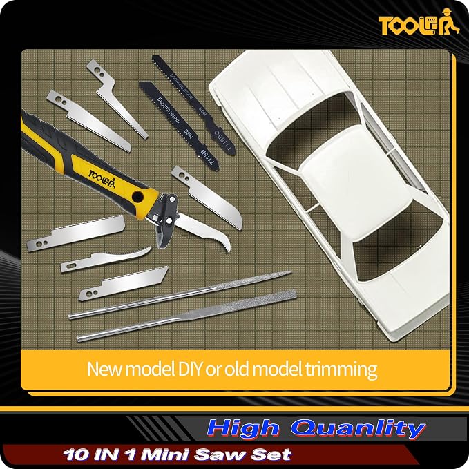 TOOLAN: 10-In-1 Model Craft Hand Saw & File Set. DIY Mini Razor Saw&File Kit - Image 7