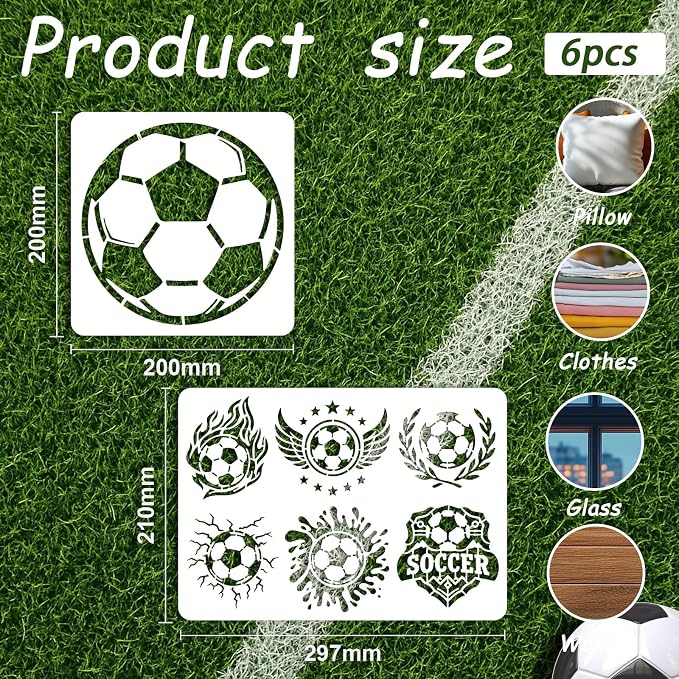 INFUNLY 6Pcs Soccer Painting Stencil - Image 2