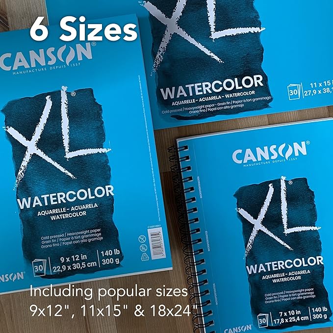 Canson XL Series Watercolor Paper, Wirebound Pad, 7x10 inches, 30 Sheets - Image 4