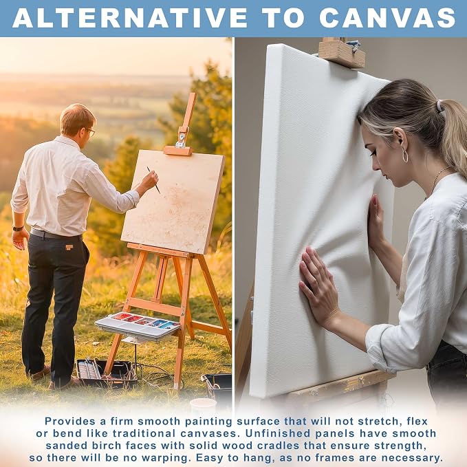U.S. Art Supply 16" x 16" Unfinished Cradled Wood Panels - Image 4