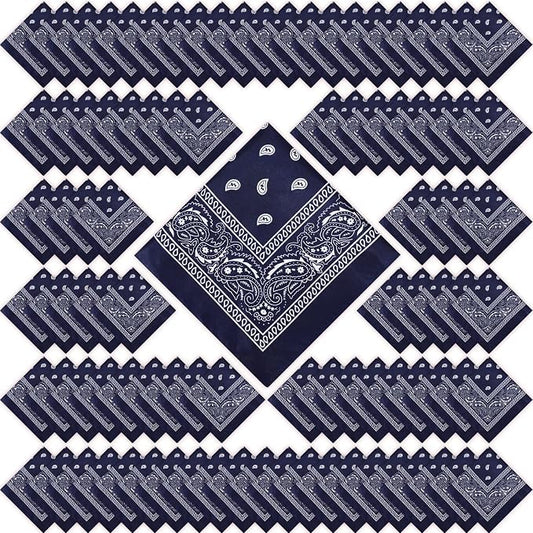 100 Pack Bandanas Unisex Paisley Bandanas Bulk Multi Purpose Cowboy Head Wrap by Handepo