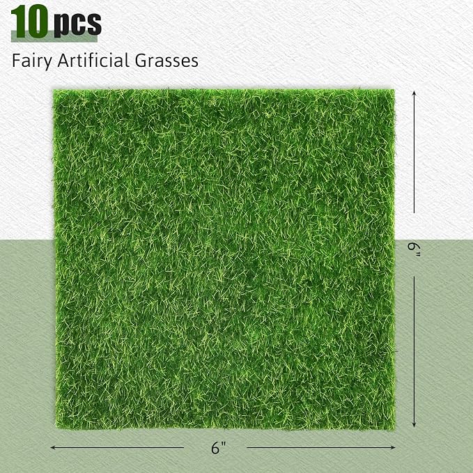 Shindel 10 Packs 6" x 6" Fake Grass Decor, Artificial Grass - Image 2