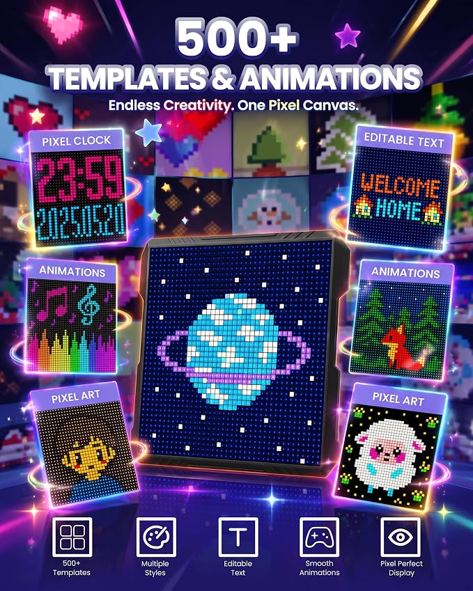 32x32 LED Pixel Art Display, USB Powered Gaming Desk Decor - Image 3