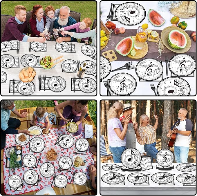 200Pcs Musical Note Plates Napkins Music Notes Themed Party Tableware Set Baby - Image 7