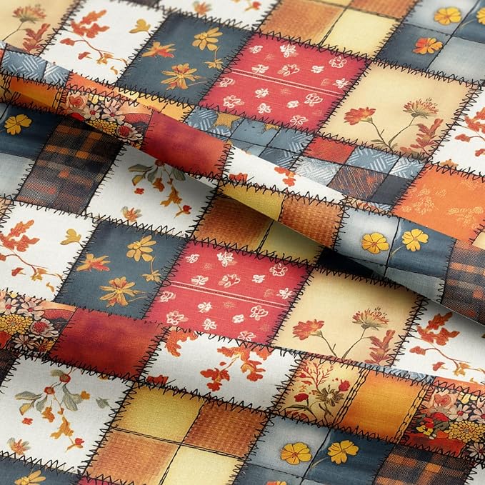 Autumn Patchwork Cotton Fabric Panel 61 x 36.6 Inches, Vintage Quilt Style - Image 5