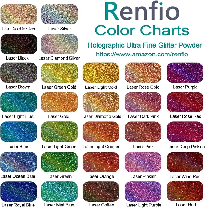 Renfio Holographic Ultra Fine Glitter Powder Metallic Resin Glitter 2.11 Oz/60g - Image 3