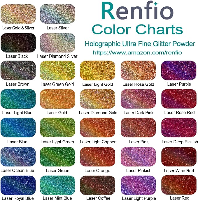 Renfio Holographic Ultra Fine Metallic Resin Glitter 2.11 Oz PET Flakes Crafts - Image 3
