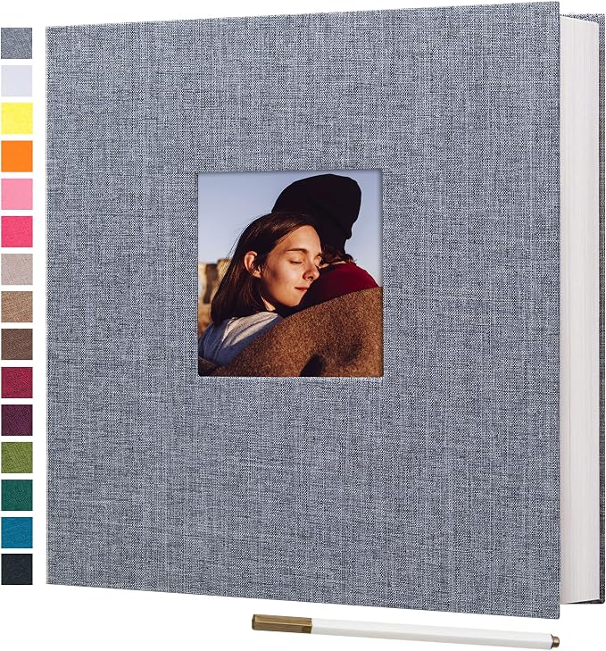 potricher Large Photo Album Self Adhesive 4x6 5x7 8x10 Pictures Linen Cover 40 by potricher