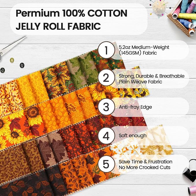 Craftido-20 Options-100% Cotton Jelly Roll Fabric Precut Strips - Image 6