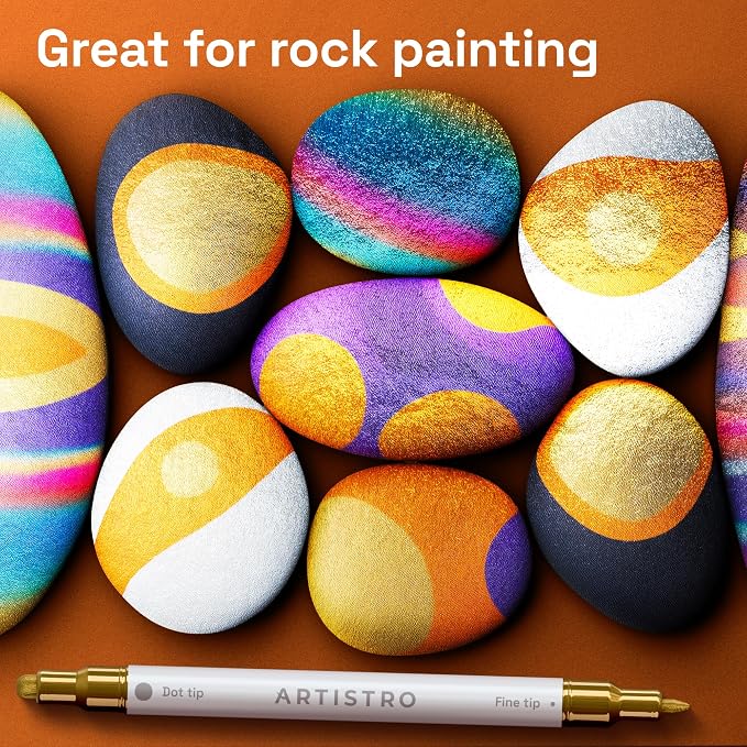 ARTISTRO 24 Metallic Dual-Tip Acrylic Paint Markers – Paint Pens Set - Image 8