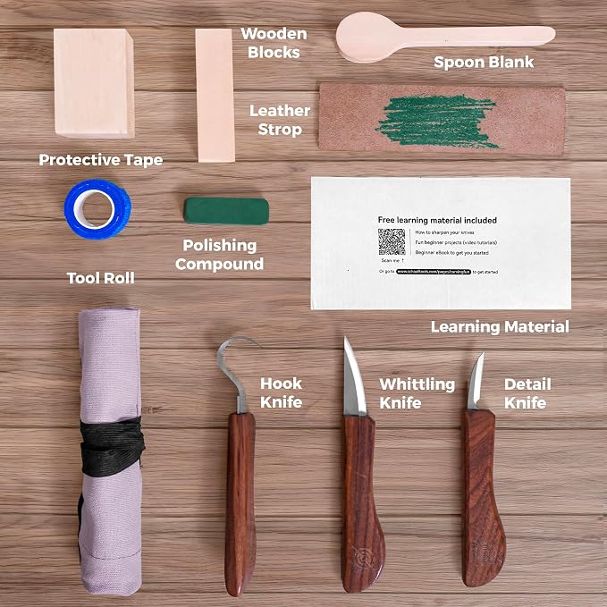 Beginner-Friendly Wood Carving Kit, Spoon Carving Knife, Basswood Blocks - Image 6