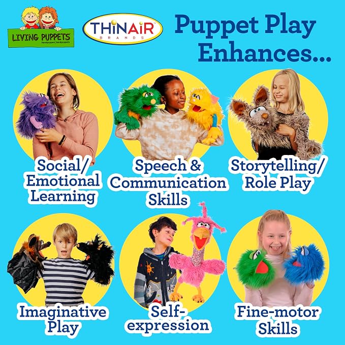Playful Minds – Living Puppets Pickle 18-Inch Plush Bird Hand Puppet – Bright - Image 5