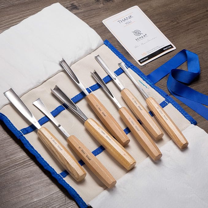 Schaaf Tools Hand-Sharpened Wood Carving Tools Set of 7 Chisels and Gouges - Image 8