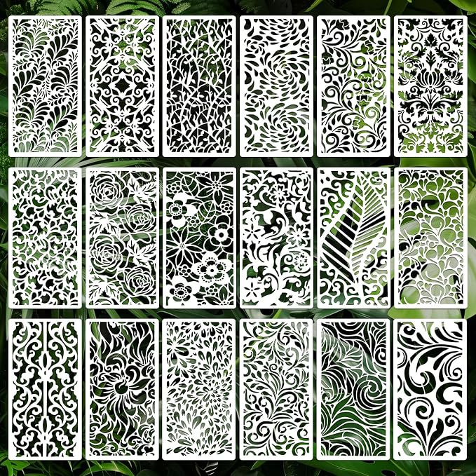 Geometric Texture Stencils for Crafts Reusable 18Pcs Stencils | DIY Art by Unknown
