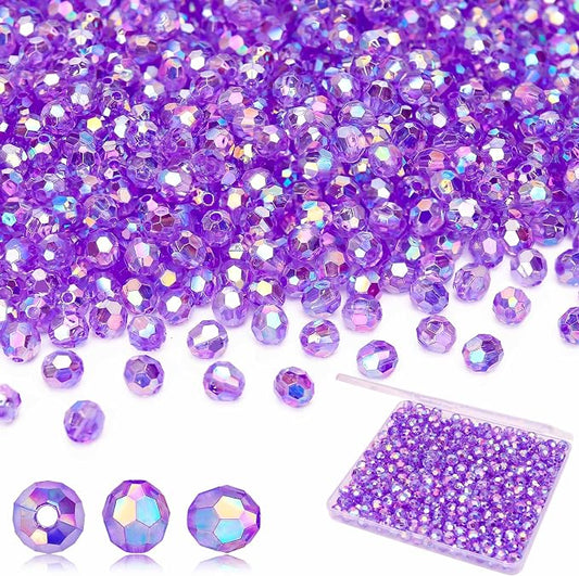 BONNY BOXX 1000pcs 6mm Acrylic Faceted Round Crystal Beads Transparent Purple by BONNY+BOXX