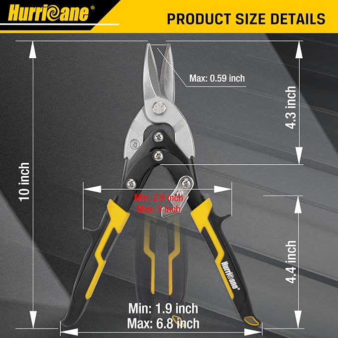 HURRICANE 10 Inch Aviation Tin Snips, Cr-Mo Aviation Snips - Image 4
