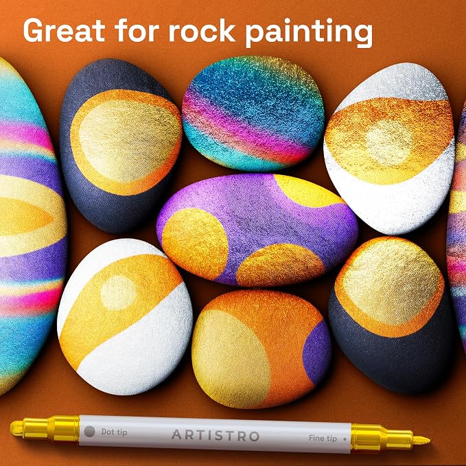 ARTISTRO 36 Gold Dual-Tip Acrylic Paint Markers – Paint Pens Set - Image 7