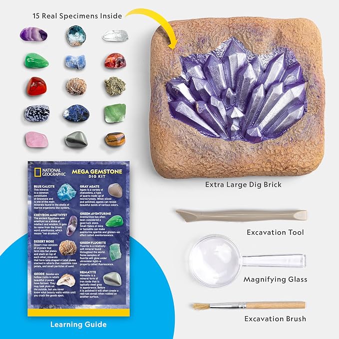 NATIONAL GEOGRAPHIC Mega Gemstone Dig Kit – Dig Up 15 Real Gemstones and - Image 6