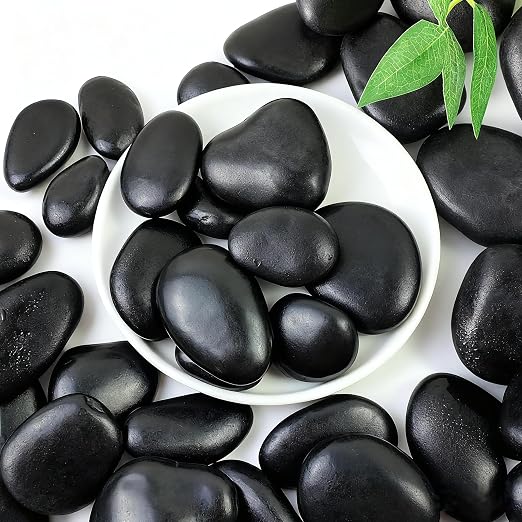 SIDONG 5 lbs Black River Rocks, 1.2-2 Inches Polished Pebbles by SIDONG
