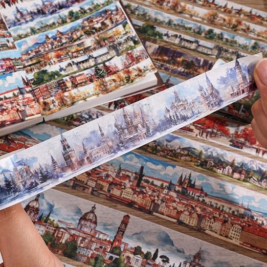 32 Rolls Vintage Washi Tape Set, European Cityscapes - Image 5