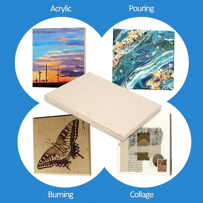 Falling in Art 4 Pack 9x12’’ Unfinished Birch Wood Panels Kit - Image 2
