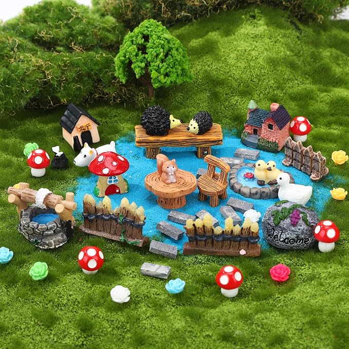 45 Pcs Fairy Garden Accessories Miniatures Garden Kit by GGSTDDUP