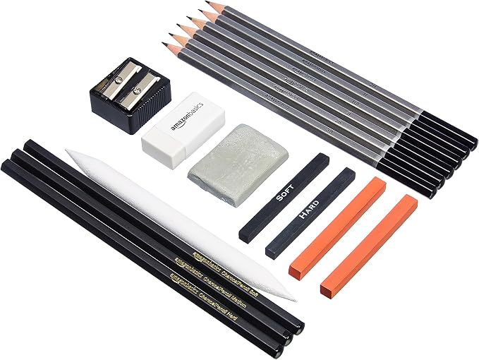 Amazon Basics Sketch and Drawing Art Supply Kit, Charcoal and Pencil Set - Image 3