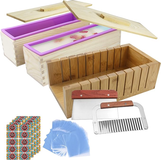 Silicone soap molds -Soap Cutting Tool Set Wooden Bamboo by MDPQT