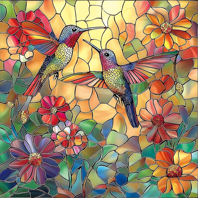 MINIWAN Vintage Paint Hummingbird Flower 500 Piece Puzzle by MINIWAN