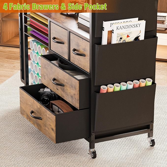 VENNQD Large Craft Organizer and Storage Rolling Cart Compatible - Image 6